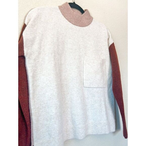 Madewell Wool Blend Redmond Mockneck Pocket Sweater in Colorblock Size XS - Picture 4 of 7